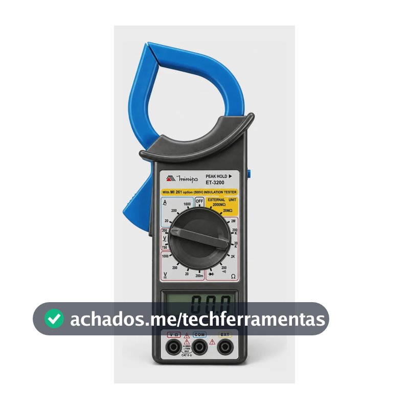 Alicate Amperímetro Digital Minipa ET-3200 1000A AC/DC Peak Hold