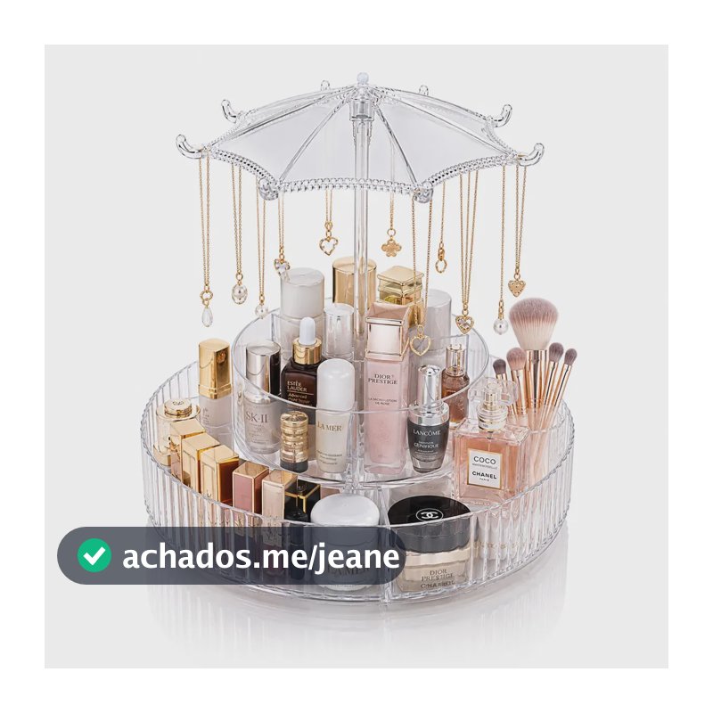 EPS-5305 Organizador porta maquiagem cosméticos pulseiras e colares giratório 360°