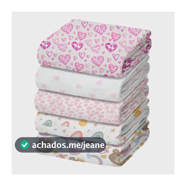 Fralda De Pano Estampada Comum 100% Algodão Kit Com 5