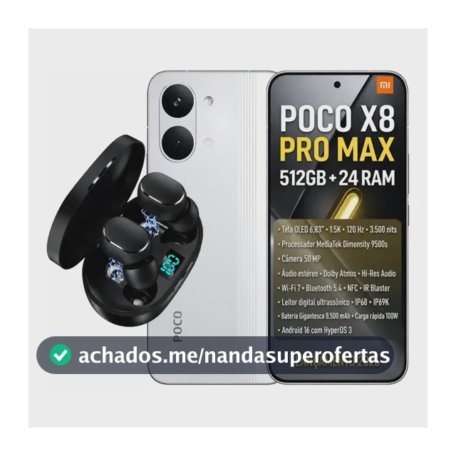 Xiaomi Poco X8 Pro Max 512gb 12gb+12gb Ram Bateria 8500 Mah Branco