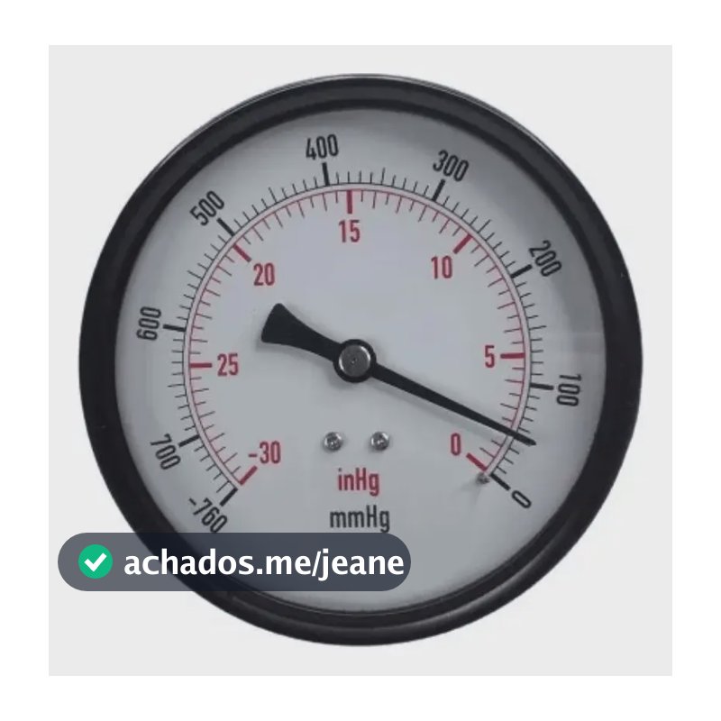 Vacuômetro 63mm Horizontal -30polhf/760mmhg-0 Rosca 1/4