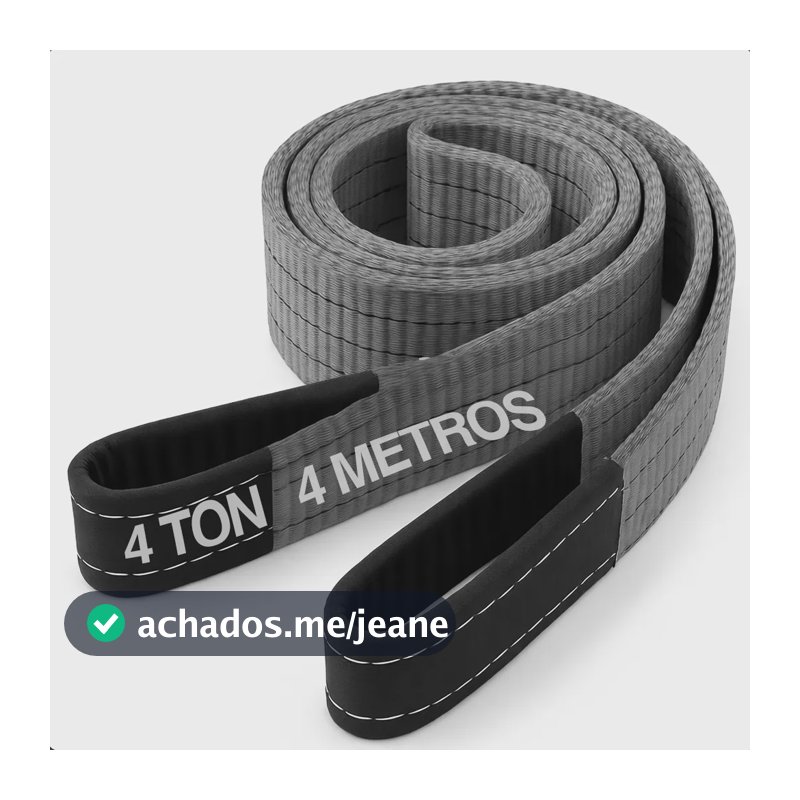 Cinta De Elevação Carga 4 Ton 4 Metros 120mm Certificada 7:1 Cinza
