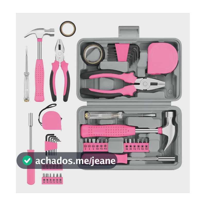 Kit Ferramentas Maleta Jogo Multifuncional 23 Peças Rosa Rosa