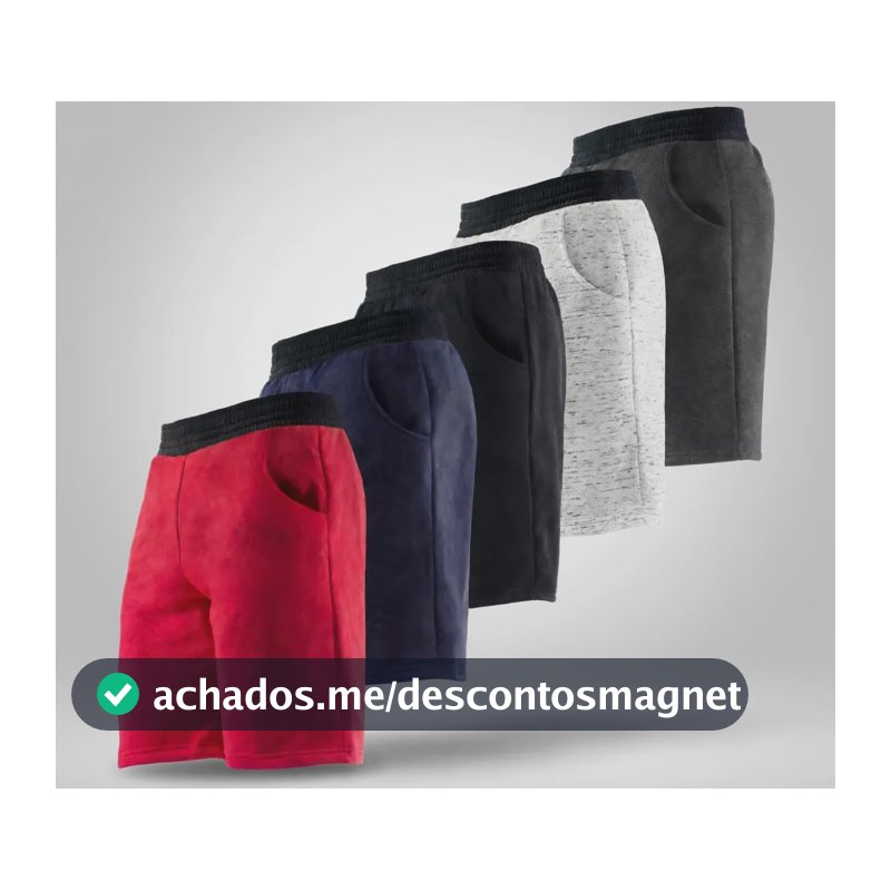 Kit 5 Bermudas Moletom Masculina Sortidas Academia Full Lote Sortido Liso M