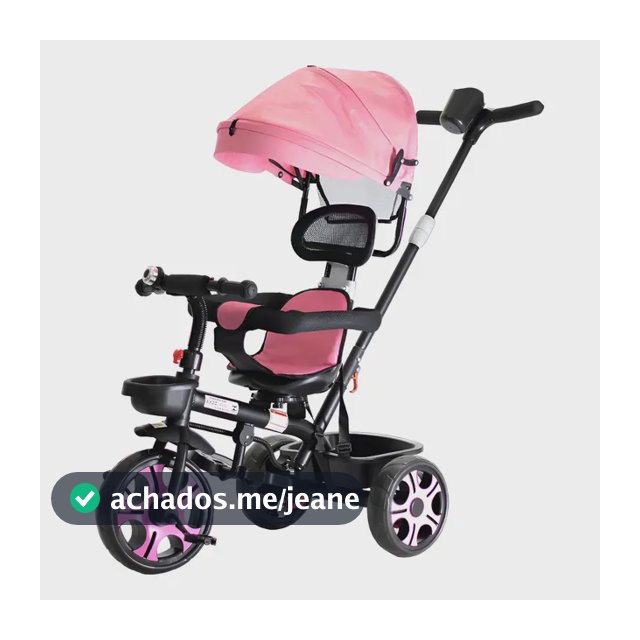 Triciclo Infantil Rosa Baby Style Passeio Zupa com Capota e Assento Giratório 360°