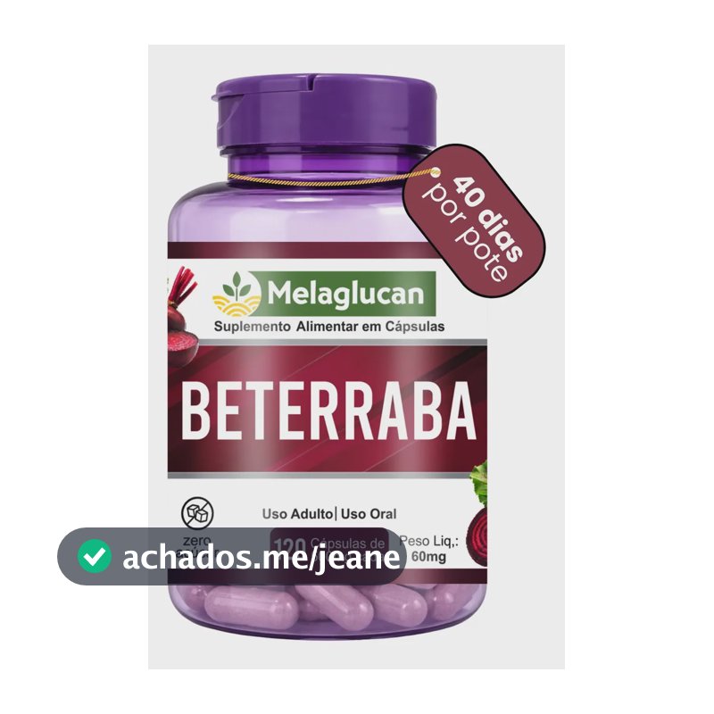 Beterraba 500mg 120 Cápsulas Suplemento Alimentar Melaglucan Beta Vulgaris Extrato De Beterraba Em Cápsulas 40 Doses Zero Lactose Zero Glúten Zero Açúcar Uso Adulto Sem Sabor