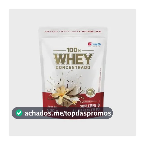 100% Whey Concentrado 900g Growth Supplements Baunilha