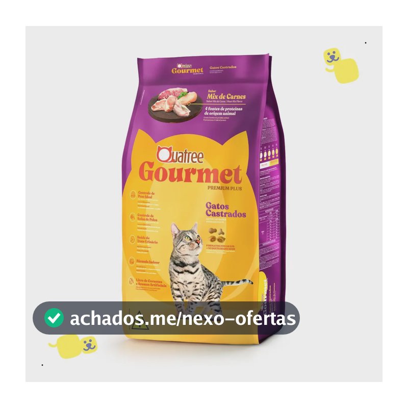 Ração Quatree Gourmet Gatos Castrados Mix de Carnes 10.1kg