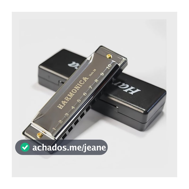 Gaita Diatônica 10 Furos C Cromada Profissional Preto C Prateado