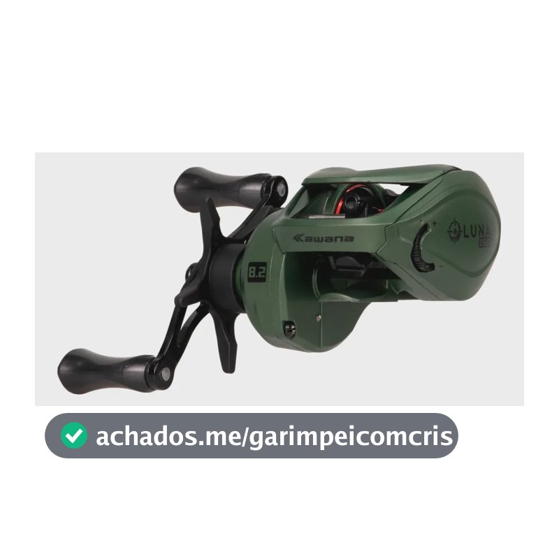 Carretilha Pesca Kawana Luna 186g Drag 8kg 8.2:1 Robusta Verde-escuro Esquerdo