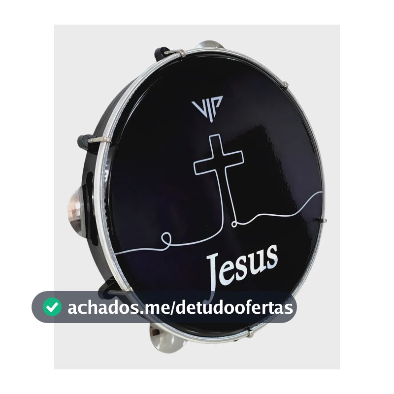 Pandeiro Profissional 10 Pele Leitosa Jesus Corpo Abs Cor Preto