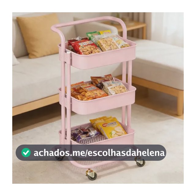 Carrinho Organizador Multiuso 3 Prateleiras Fruteira Rodinha