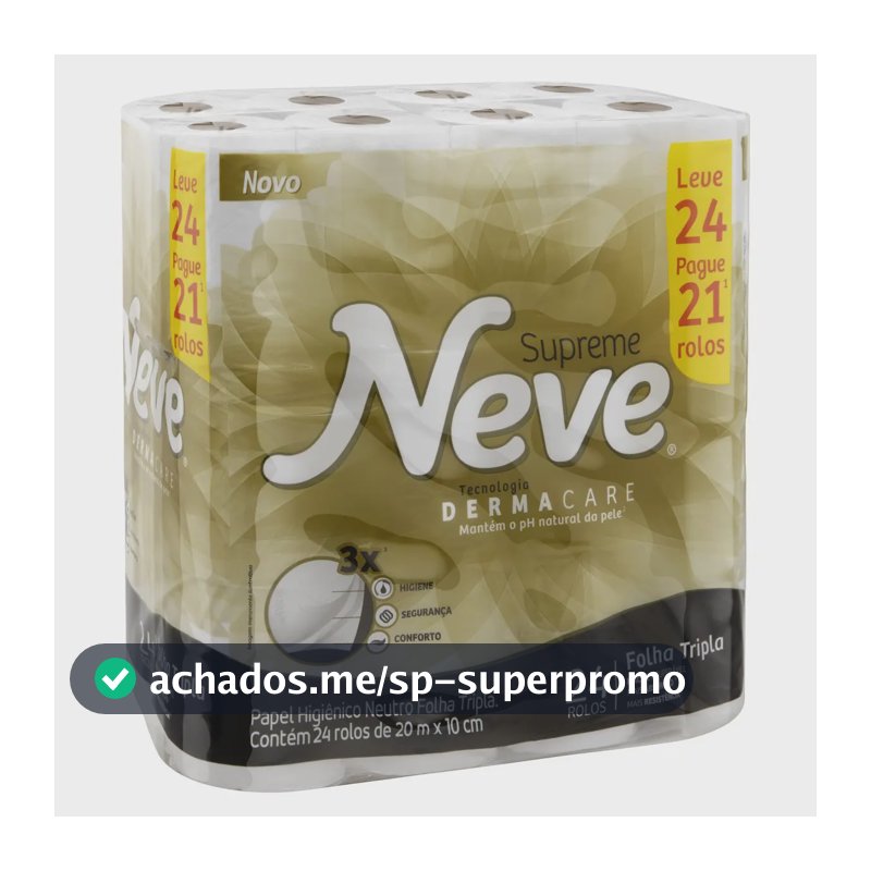 Papel Higiênico Supreme Folha Tripla 24 Rolos Neve Folha Tripla