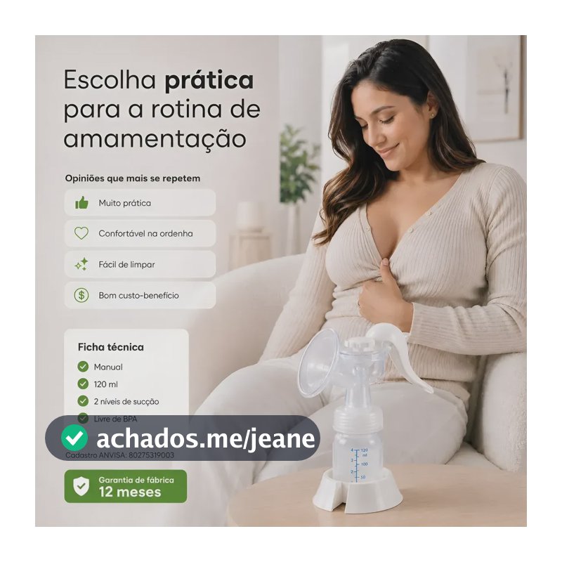 Bomba De Amamentação Manual Portátil Com Frasco 120 Ml