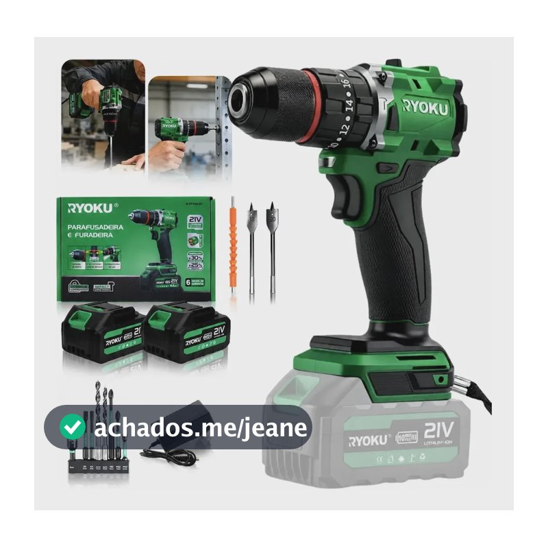 Furadeira Parafusadeira Impacto 21v 2 Baterias Brushless Verde 127/220v