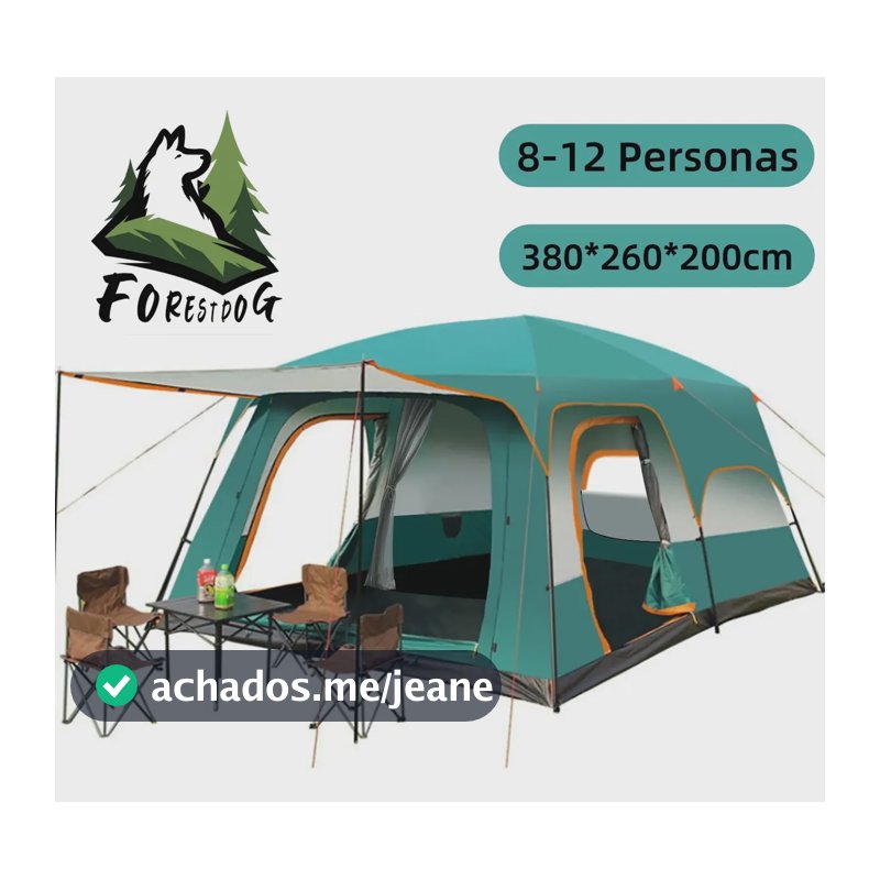 Barraca Camping Acampamento 8-12 Pessoas Impermeavel Acampamento Barraca 380260200cm Tecido Oxford Verde