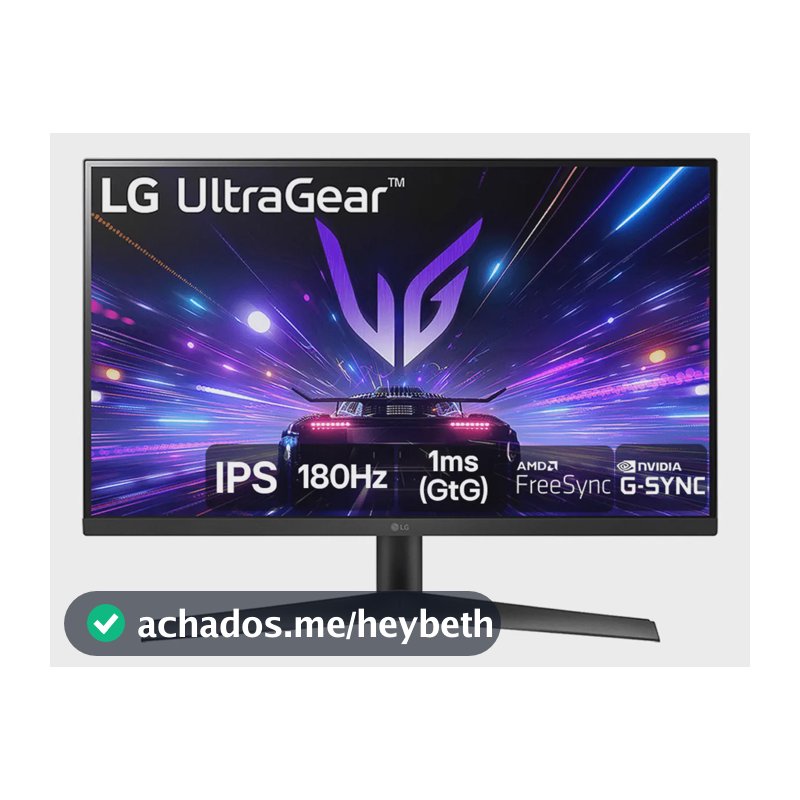 Monitor Gamer LG UltraGear 27” IPS, 180Hz, 1ms (GtG), NVIDIA G-SYNC , AMD FreeSync, HDR10, sRGB 99%, Preto- 27GS60F
