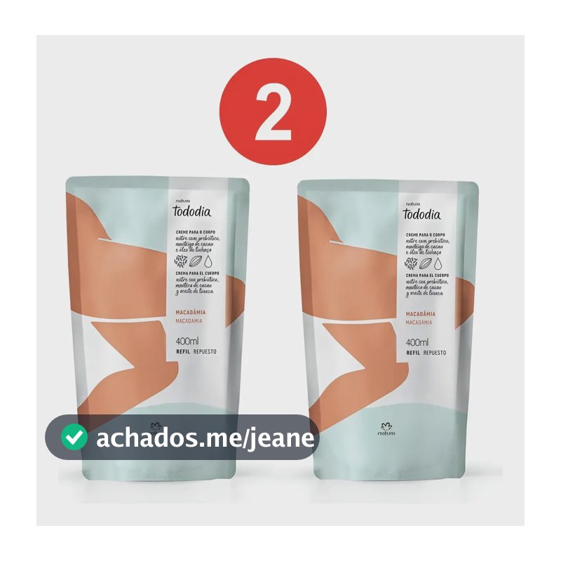 2 Refil Hidratante Tododia Corporal Macâdamia 400ml Natura Macadâmia