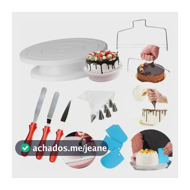 Kit Confeitaria Boleira Bailarina Giratória + Bicos de Confeitar 3 Espátulas Raspador e Cortador Nivelador
