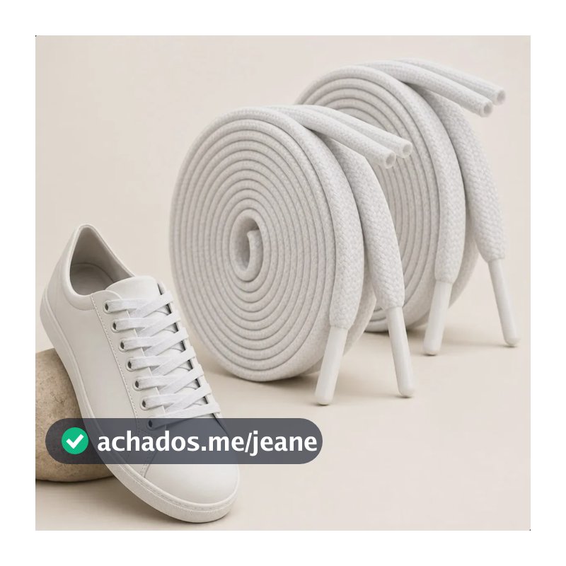 4 Cadarços Achatados Poliéster Para Calçados Tênis Sapato Cor Branco Cadarço Chato Reposição Para Calçados