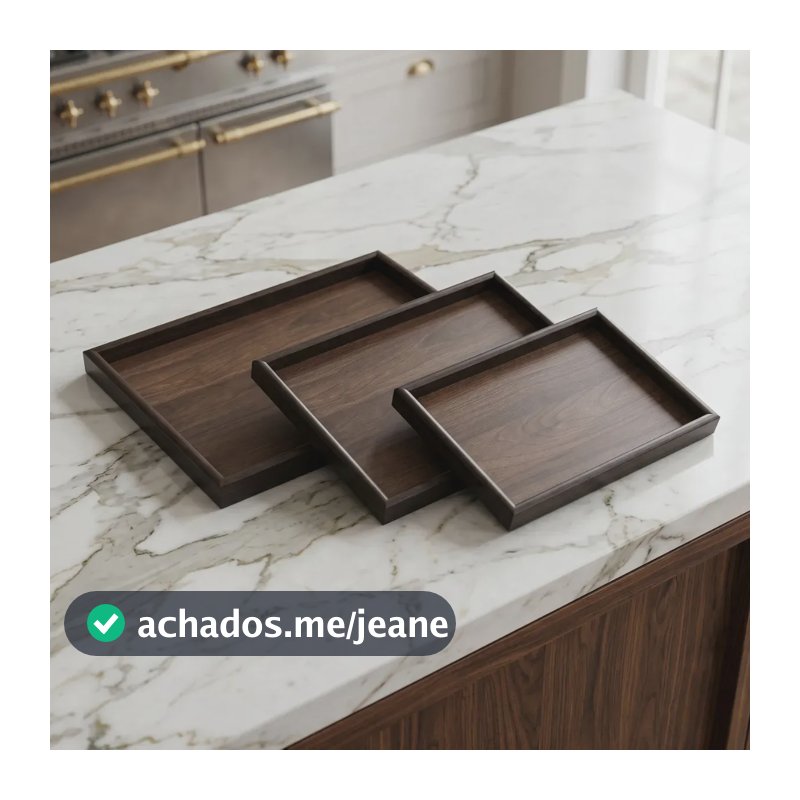 Kit 3 Bandejas Retangulares Decorativas De Mdf Para Servir Organizar E Decorar Aparador Café Bebida Bar Kilate Store