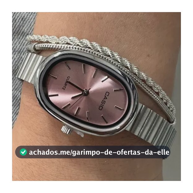 Relógio Casio Feminino Oval Aço Inoxidável Resistente A Agua Prateado Prata Rosa