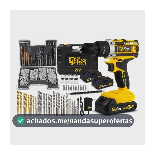 Parafusadeira Furadeira De Impacto The Black Tools Profissional TB-21PX 2 Baterias Maleta + Kit Brocas Buchas 300 Peças