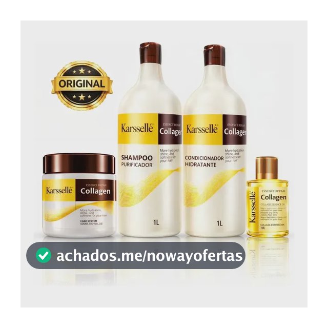 Kit Karssellé Máscara 500g + Shampoo 1l + Cond 1l + Óleo 7ml