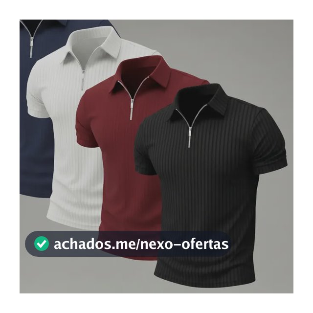 Kit 4 Camisa Polo Com Ziper Manga Curta Canelada Camiseta