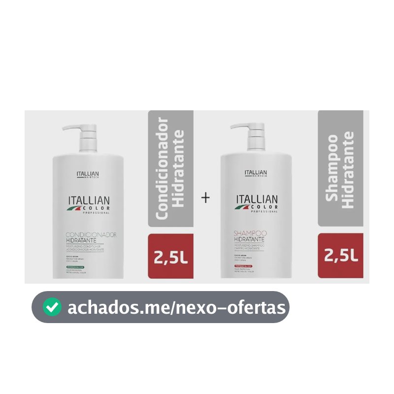 Kit Shampoo Hidratante 2,5 Litros + Condicionador Hidratante 2,5 Litros Kit Lavatório Profissional Itallian Color Hairtech