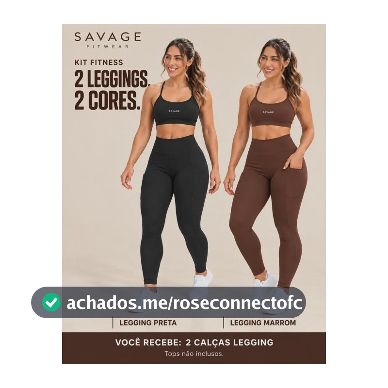 Kit 2 Legging Feminina Zero Transparência Cós Alto Com Bolso Preto/marrom Lisa M