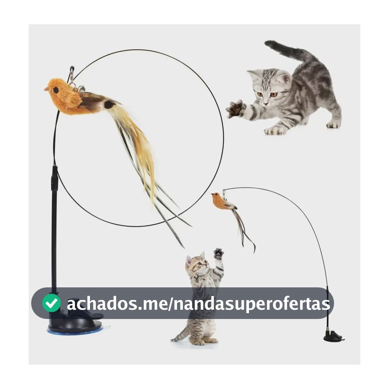 Brinquedo Interativo Gato Varinha Ventosa Fixa Chao Parede Marrom