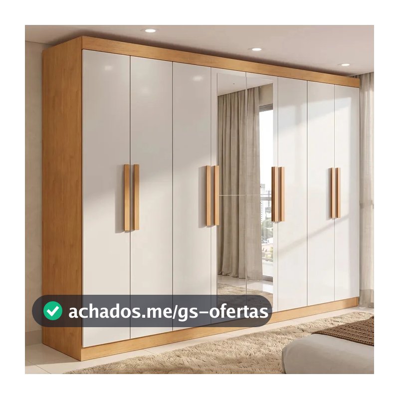 Guarda-roupa Móveis Lopas Easy Slim 8 Portas com 2 Espelhos