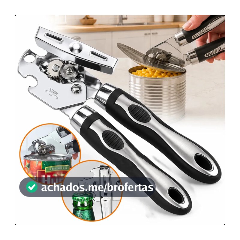 Abridor De Lata Cerveja E Garrafa Multifuncional Automático Emborrachado Em Aço Inox Pratico E Eficiente Cor Prateado Marca: Smart Tools®