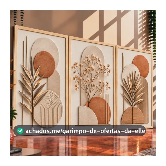 Kit 3 Quadros Decorativos Abstratos Modernos Bege Terracota Natural