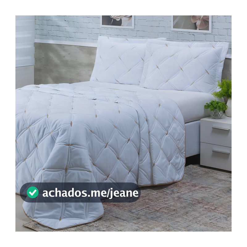 Cobre Leito Queen 3 Peças Bordado Branco 200 Fios Algodão