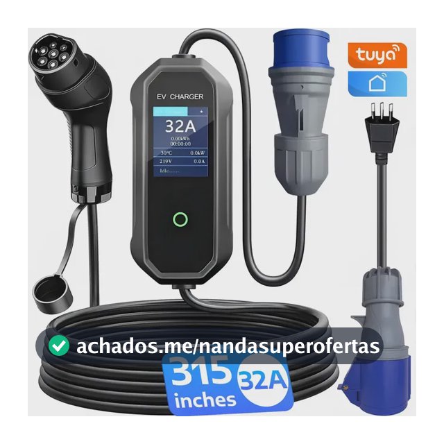 Nova versão atualizada Carregador Portátil de 7 kW para Veículos Elétricos Tipo 2-32A