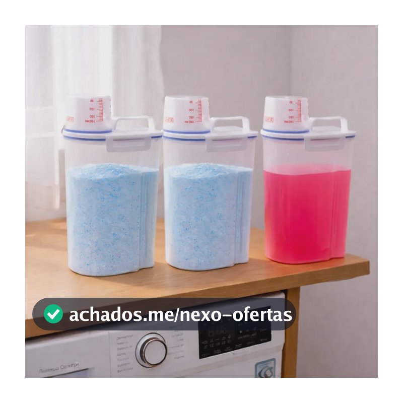 Kit 3 Unid Porta Sabão Em Pó 2,5l Dispenser Amaciante Lavan Transparente