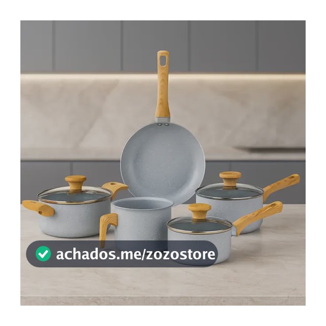 Jogo de Panelas 5 Peças Antiaderente Cerâmico Grafite Mimo Style - Conjunto Completo