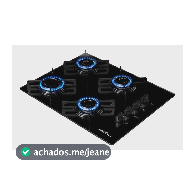 Cooktop Britânia 4 Bocas a Gás Vidro Preto Bivolt BCT04A