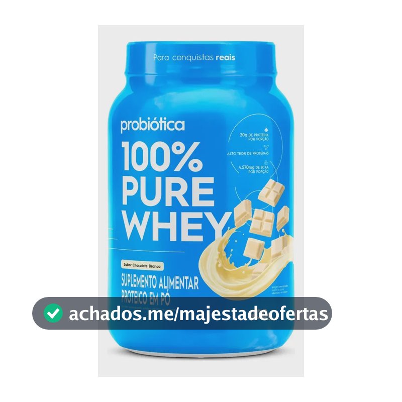 100% Pure Whey 900g Pote Sabores Novos - Probiótica Chocolate Branco