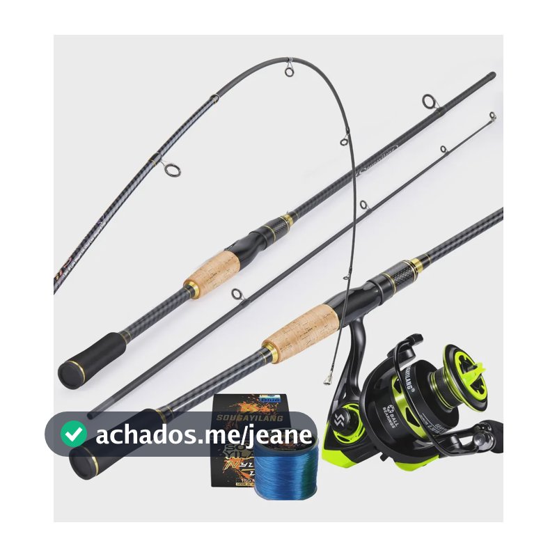 Kit De Pesca Vara De Carbono 1,8m+molinete Alumínio E Linha Amarelo 1.8m & 2000