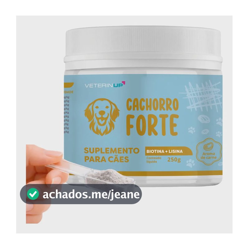 Suplemento em Pó Cachorro Forte Biotina + Lisina Pelo e Derme 250 g, para Cães Adultos e Idosos