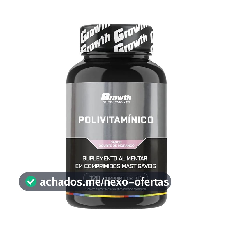 Polivitaminico Mastigável 120un. Growth Supplements - Sabor Morango