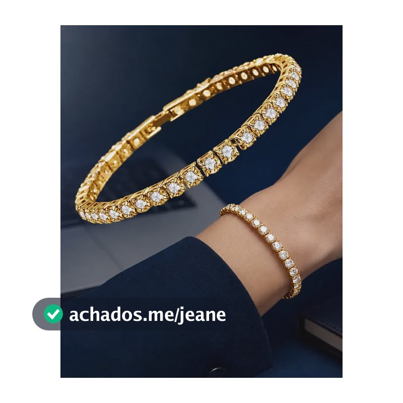 Pulseira Riviera Moissanite Certificada Com Banho De 7 Mm Ouro 17 Cm
