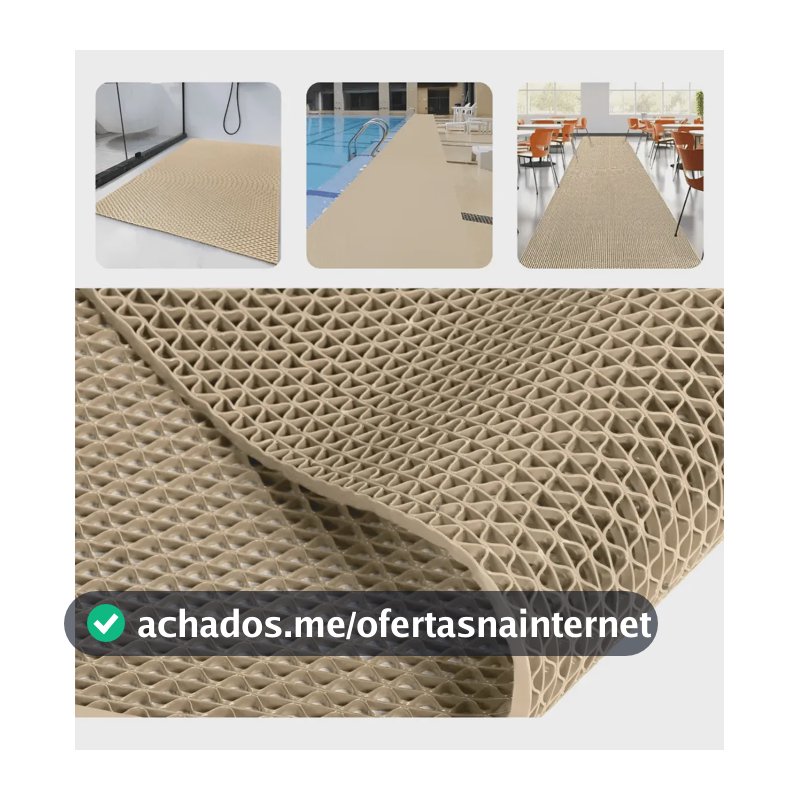 Tapete Antiderrapante Vazado em PVC Bege Para Chuveiro, Box e Piscina – 1,20 m x 80 cm da Casa Das Borrachas