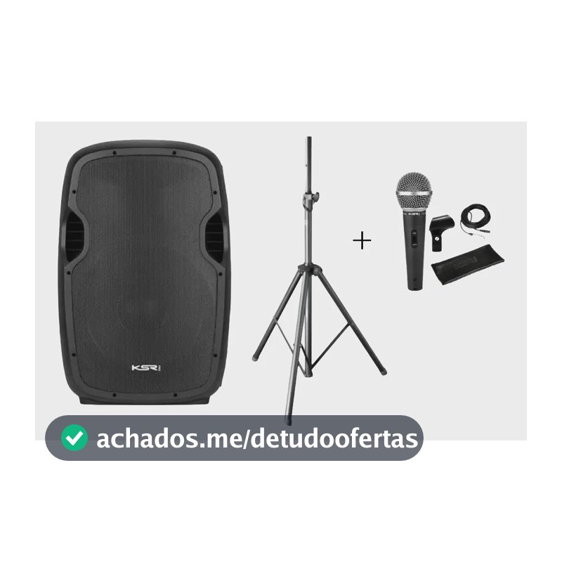 Caixa Ativa 12 Ksr K812 Usb Bluetooth 500w Tripe + Microfone Preto 127/220v