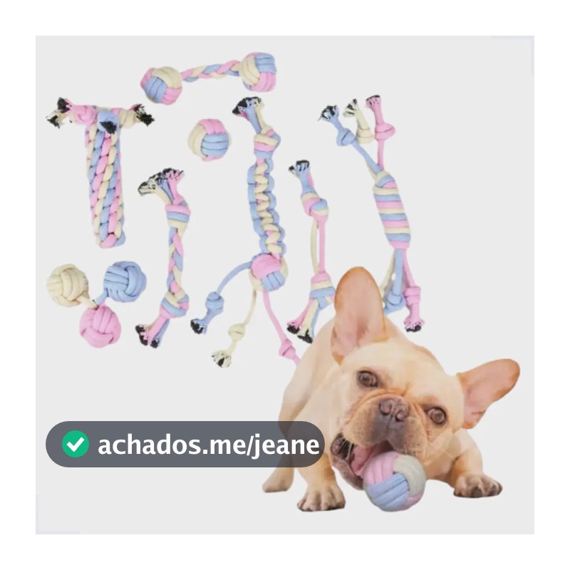 Kit 8 Brinquedos Corda Para Cachorro Mordedor Puxador Bola