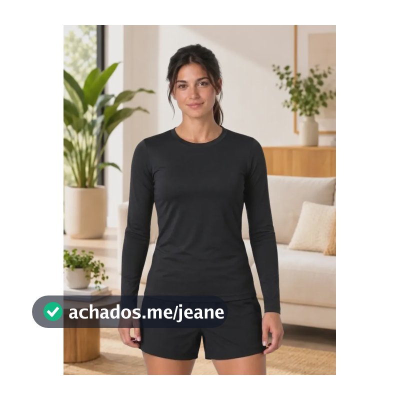 Camiseta Térmica Segunda Pele Uv Blusa Inverno Feminina Preto M