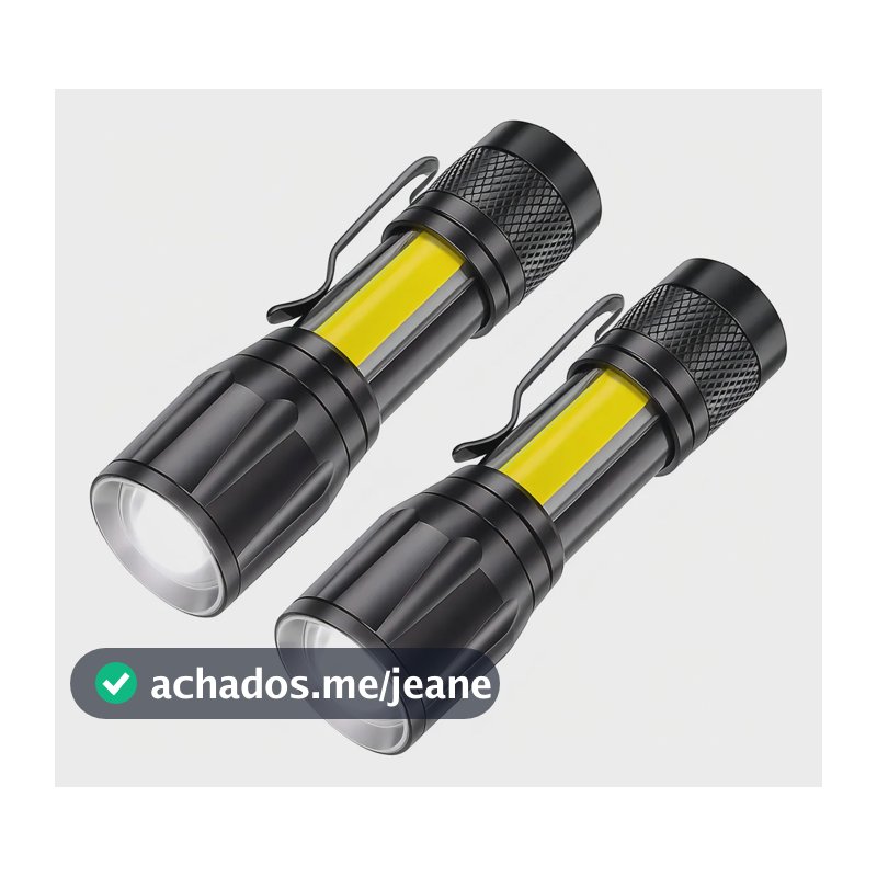 Kit 2 Mini Lanterna Tática Led Cob Forte Usb Recarregável Militar Profissional Com Zoom Cor Da Luz Branco